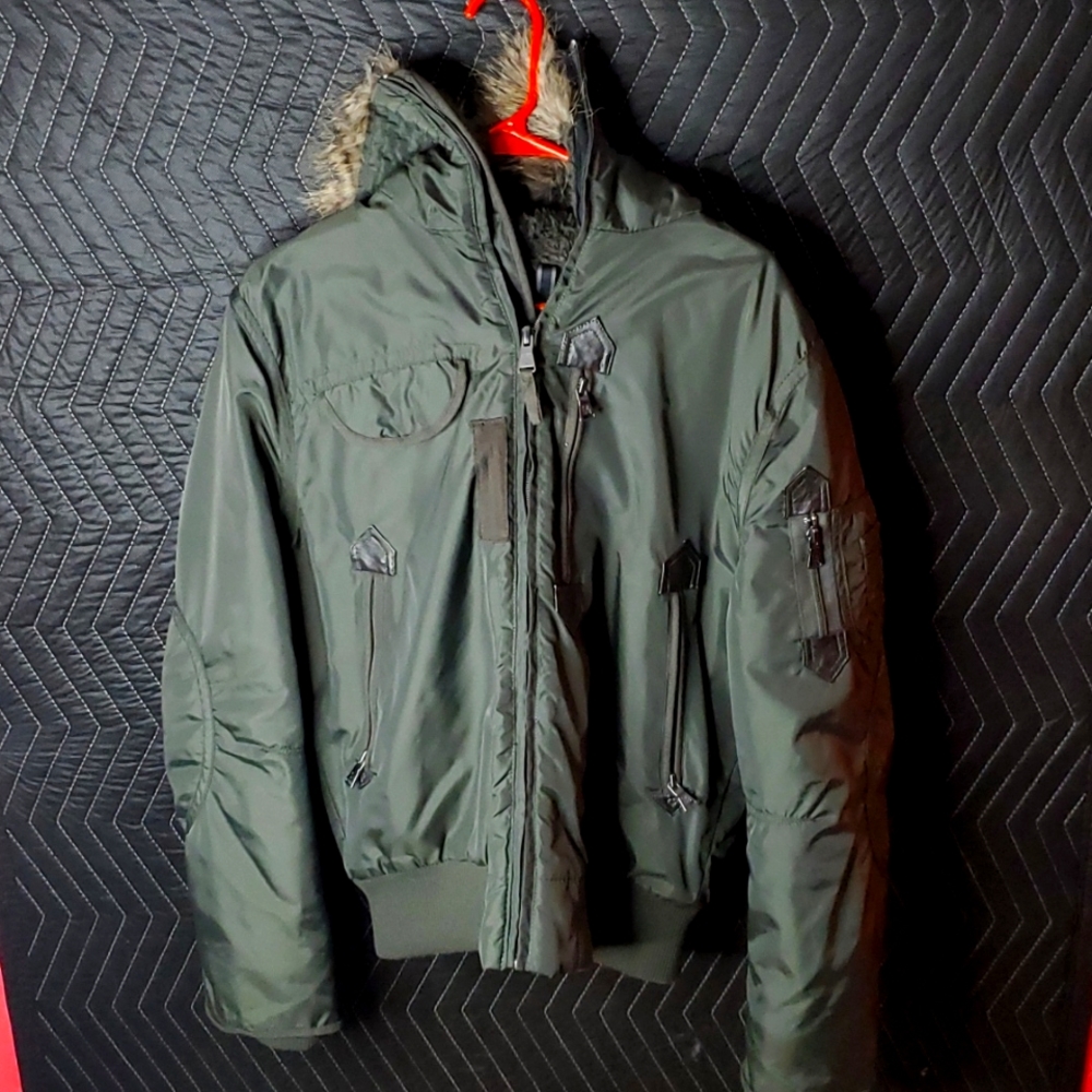 Express Faux Fur Hooded Parka green